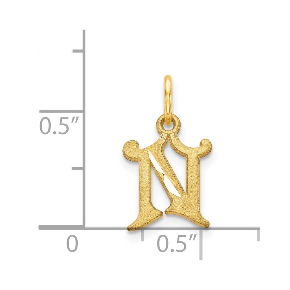 14K Gelbgold Buchstabe N Initiale Charm