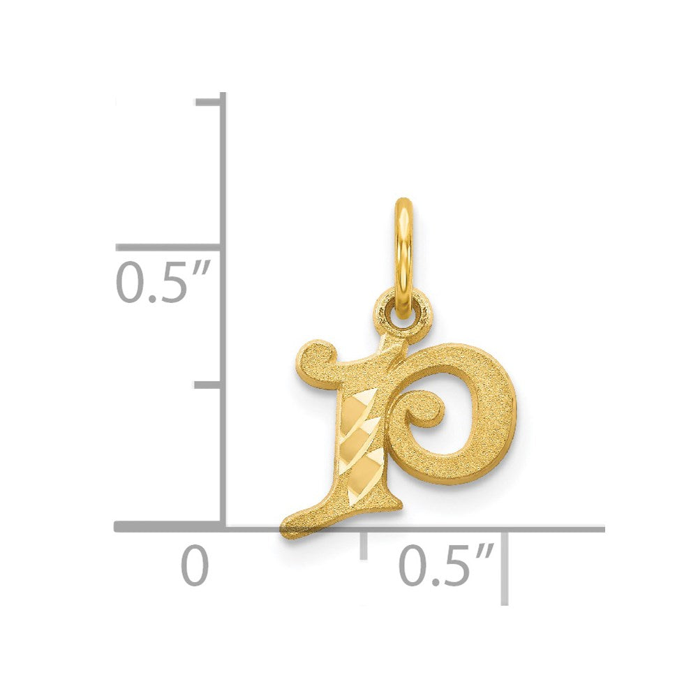14K Gelbgold Buchstabe P Initiale Charm