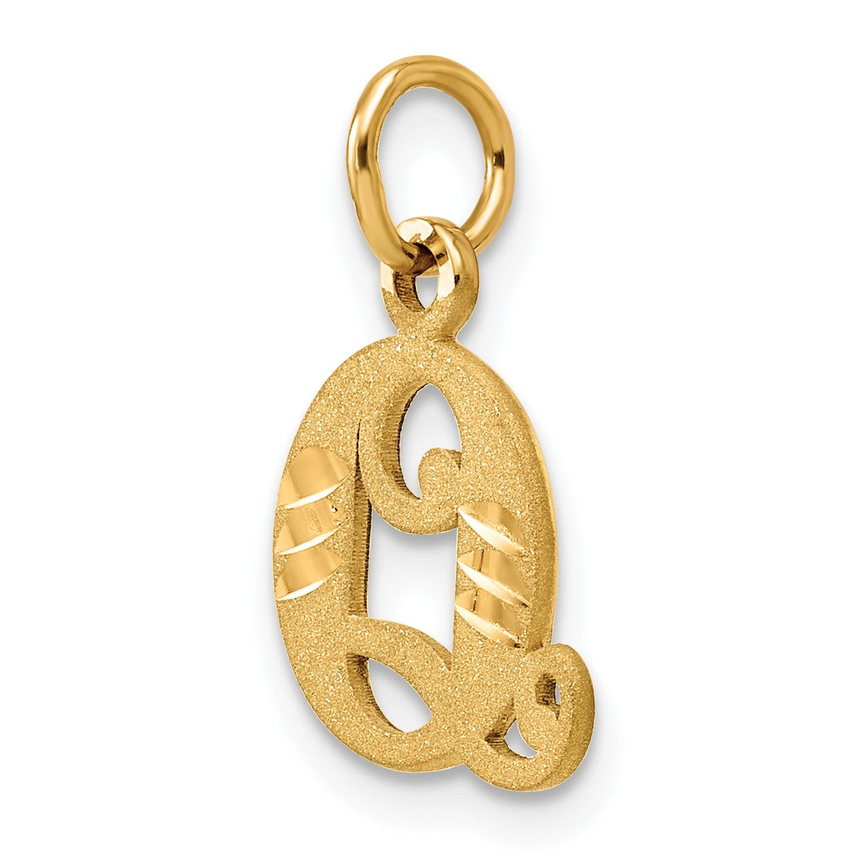 14K Gelbgold Buchstabe Q Initiale Charm