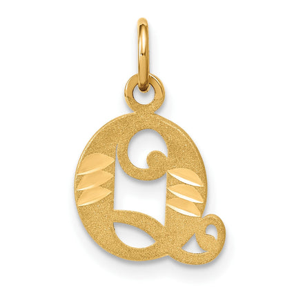 14K Gelbgold Buchstabe Q Initiale Charm
