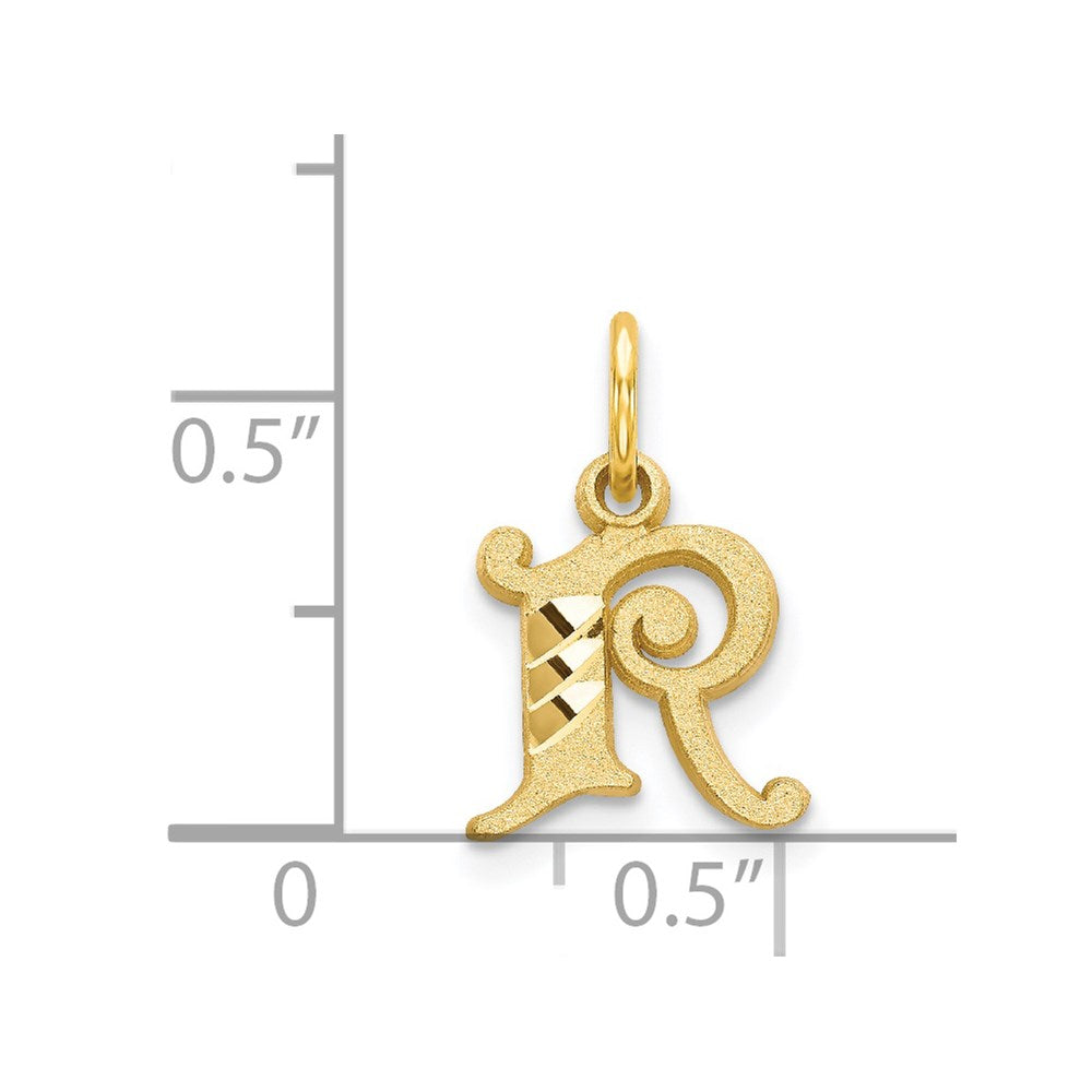 14K Gelbgold Buchstabe R Initiale Charm