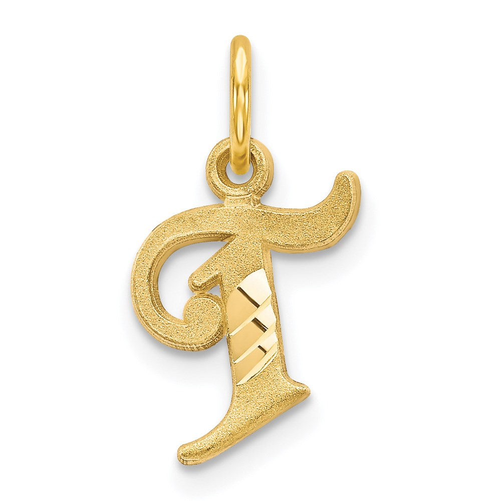 14K Gelbgold Buchstabe T Initiale Charm