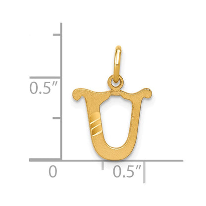 14K Gelbgold Buchstabe U Initiale Charm