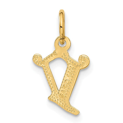14K Gelbgold Buchstabe V Initiale Charm