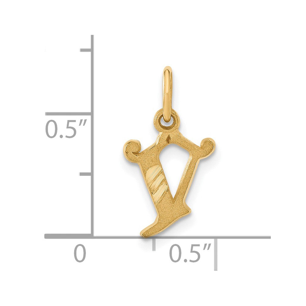 14K Gelbgold Buchstabe V Initiale Charm