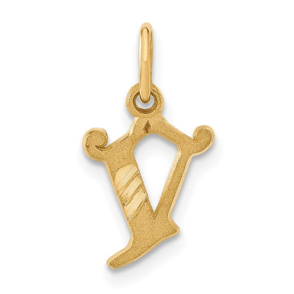14K Gelbgold Buchstabe V Initiale Charm