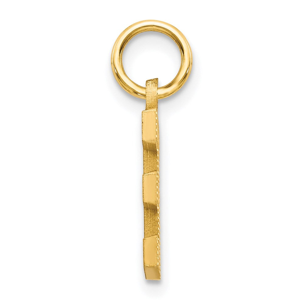 14K Gelbgold 14ky Satiniert Diamantiert Buchstabe E Initiale Charm