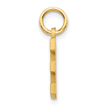 14K Gelbgold 14ky Satiniert Diamantiert Buchstabe E Initiale Charm