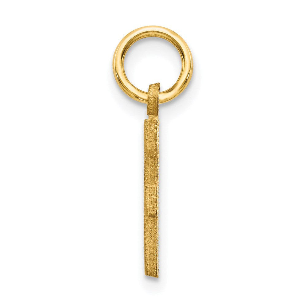 14K Gelbgold 14ky Satiniert Diamantiert Buchstabe F Initiale Charm