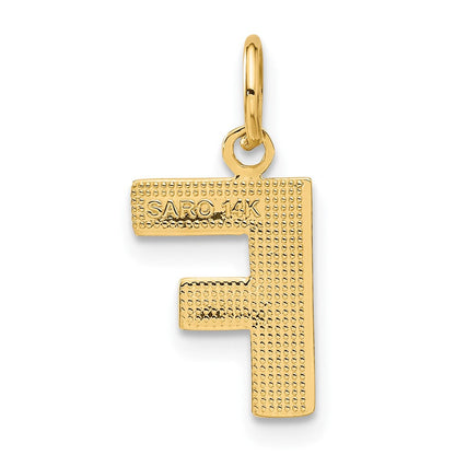 14K Gelbgold 14ky Satiniert Diamantiert Buchstabe F Initiale Charm