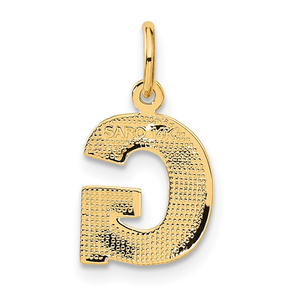 14K Gelbgold 14ky Satiniert Diamantiert Buchstabe G Initiale Charm