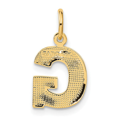 14K Gelbgold 14ky Satiniert Diamantiert Buchstabe G Initiale Charm