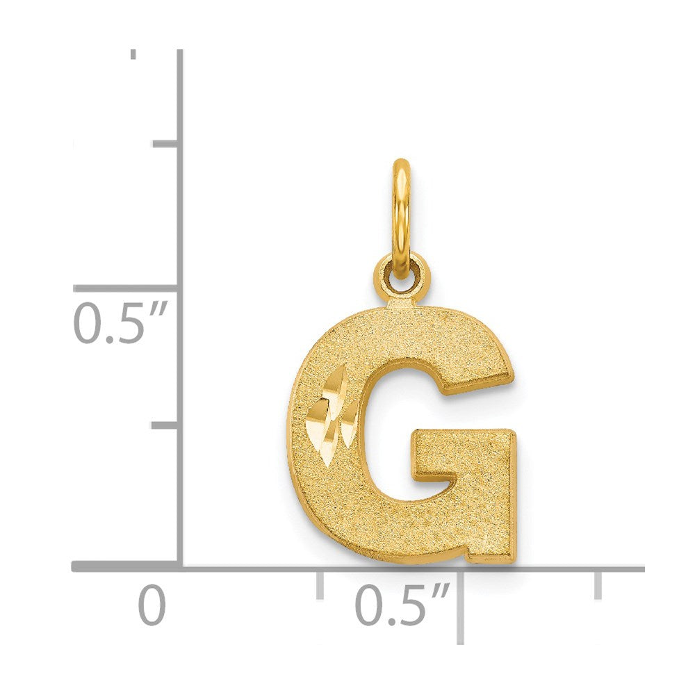 14K Gelbgold 14ky Satiniert Diamantiert Buchstabe G Initiale Charm