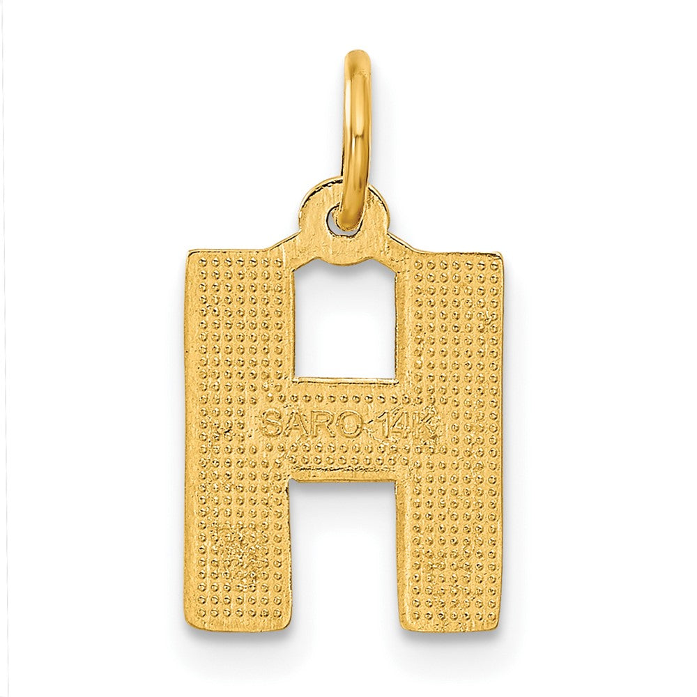 14K Gelbgold 14ky Satiniert Diamantiert Buchstabe H Initiale Charm