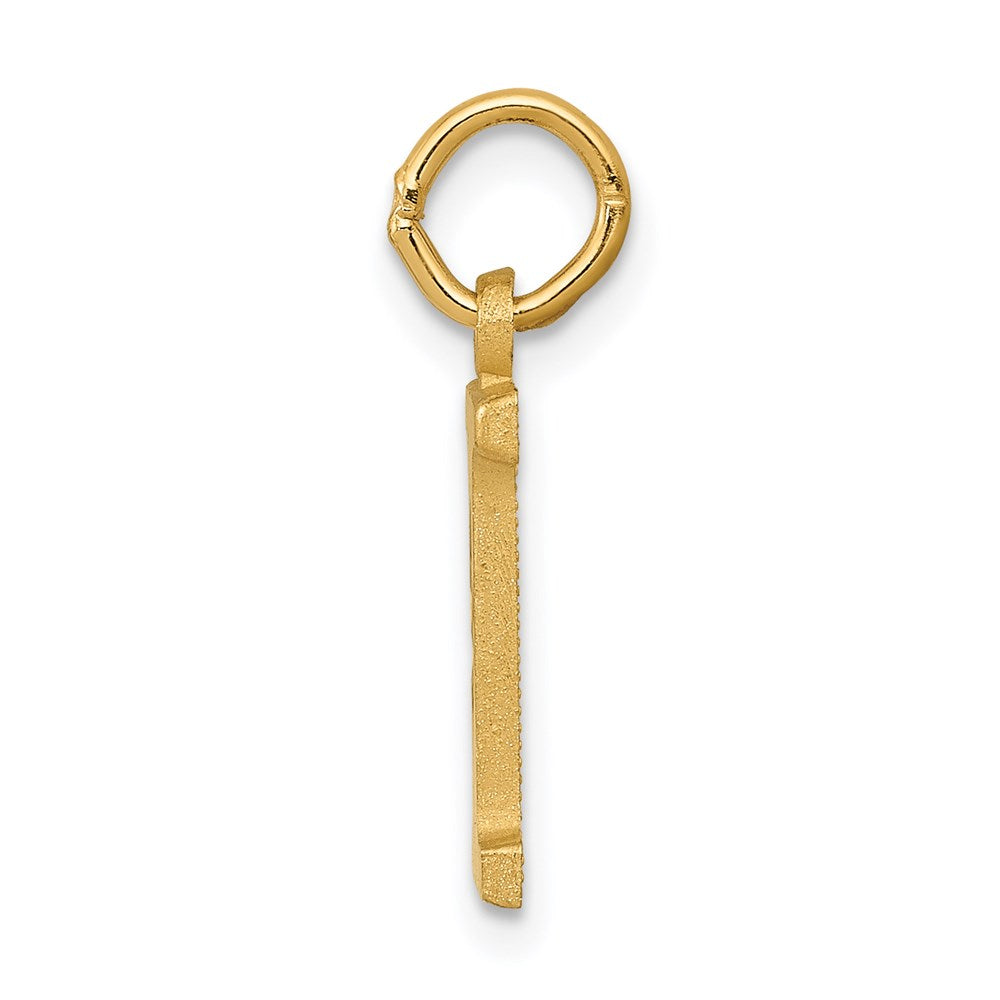 14K Gelbgold 14ky Satiniert Diamantiert Buchstabe I Initiale Charm
