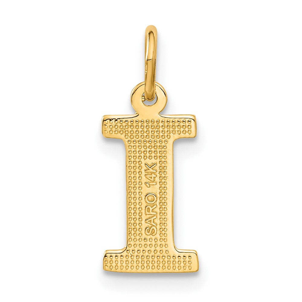 14K Gelbgold 14ky Satiniert Diamantiert Buchstabe I Initiale Charm