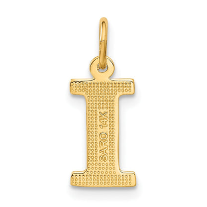 14K Gelbgold 14ky Satiniert Diamantiert Buchstabe I Initiale Charm