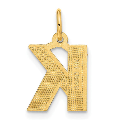 14K Gelbgold 14ky Satiniert Diamantiert Buchstabe K Initiale Charm