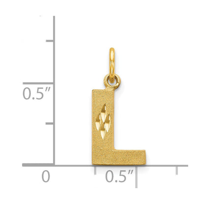 14K Gelbgold 14ky Satiniert Diamantiert Buchstabe L Initiale Charm