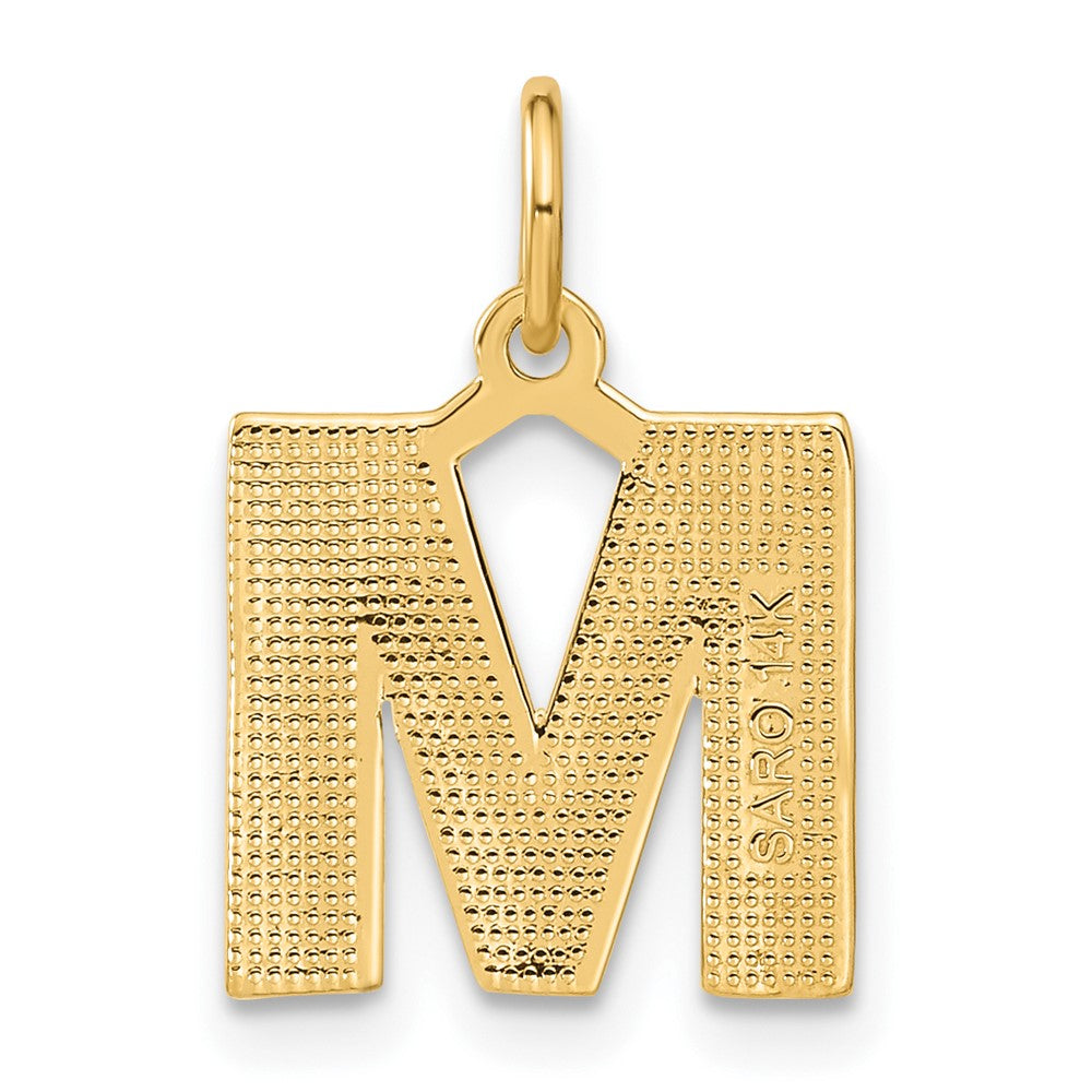 14K Gelbgold Satin diamantgeschliffener Buchstabe M Initial-Charm