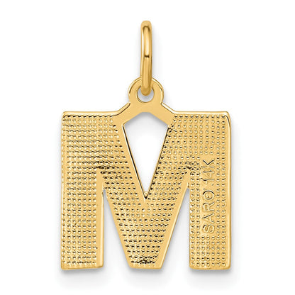 14K Gelbgold Satin diamantgeschliffener Buchstabe M Initial-Charm