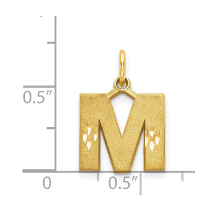 14K Gelbgold Satin diamantgeschliffener Buchstabe M Initial-Charm