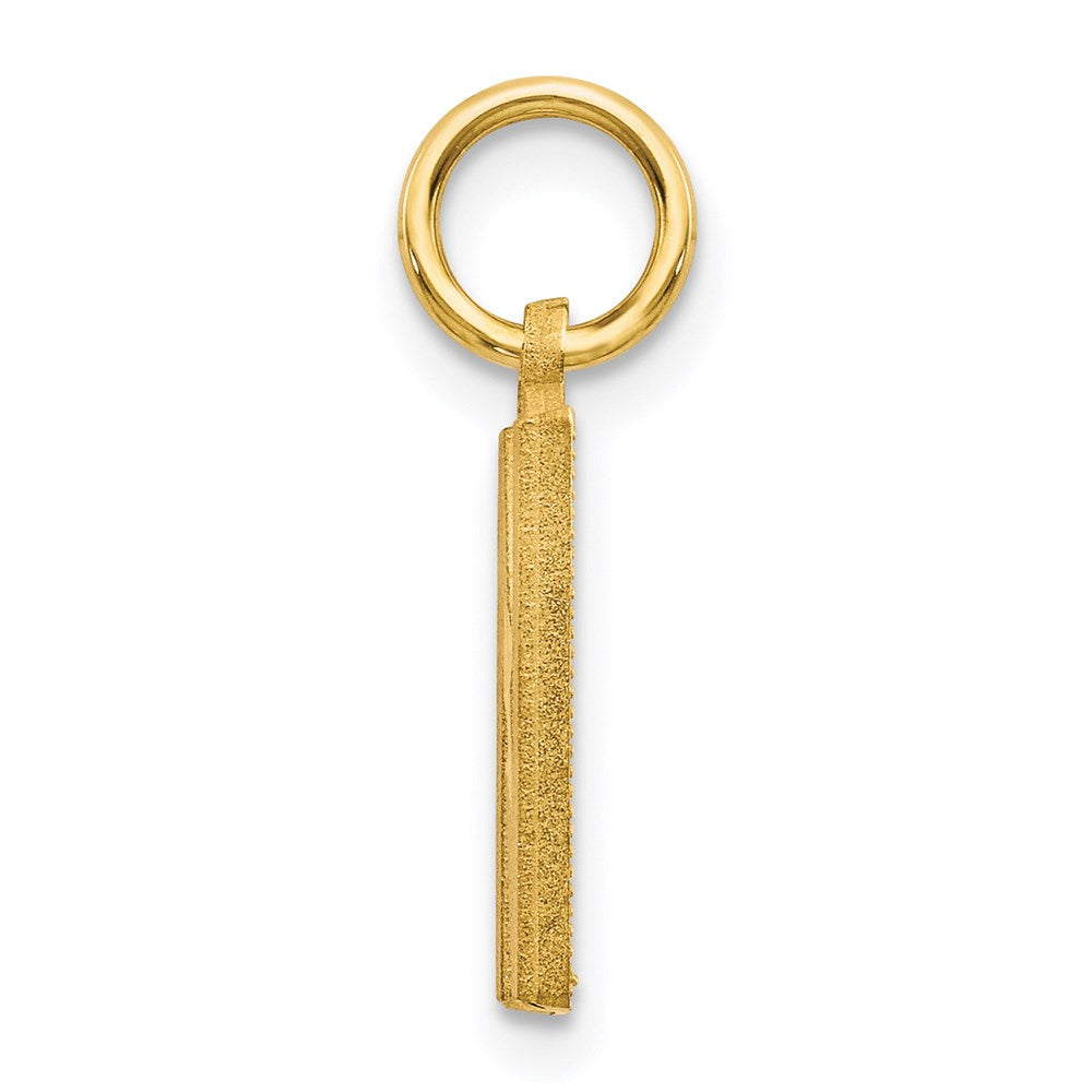 14K Gelbgold 14ky Satiniert Diamantiert Buchstabe N Initiale Charm
