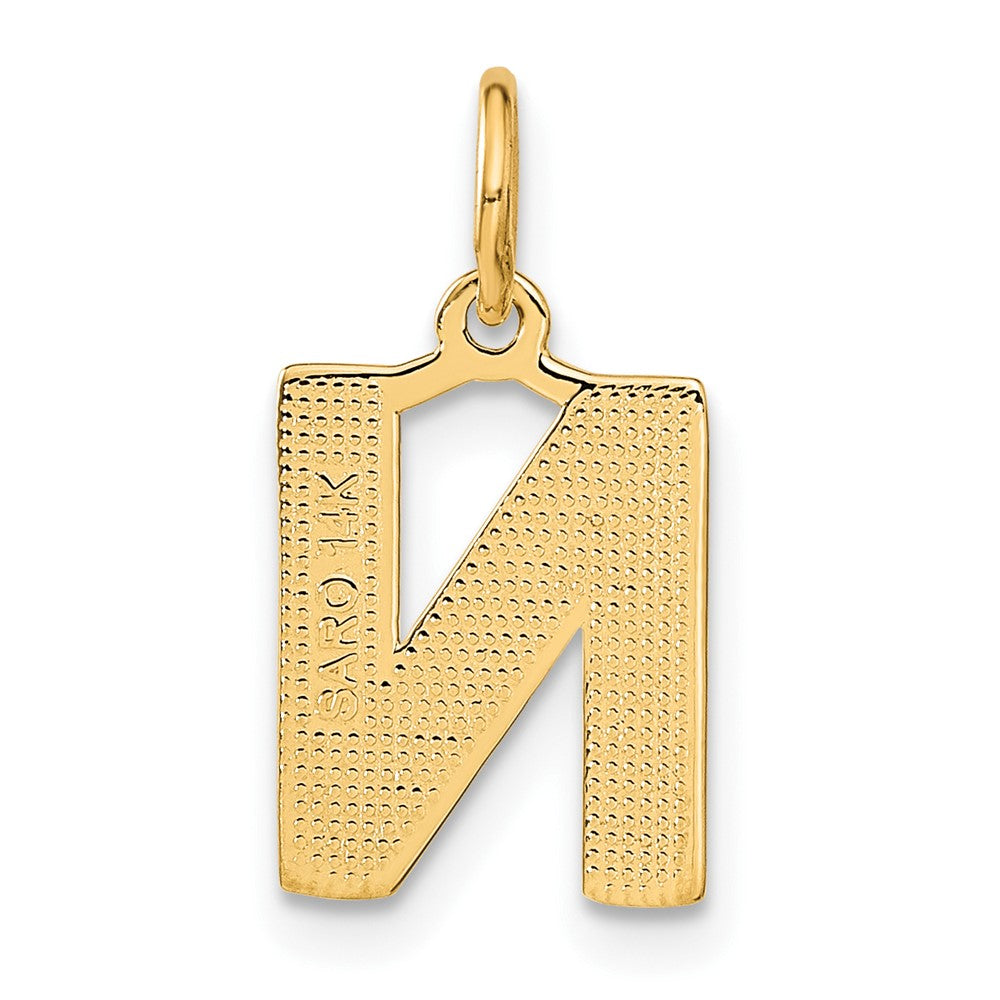 14K Gelbgold 14ky Satiniert Diamantiert Buchstabe N Initiale Charm