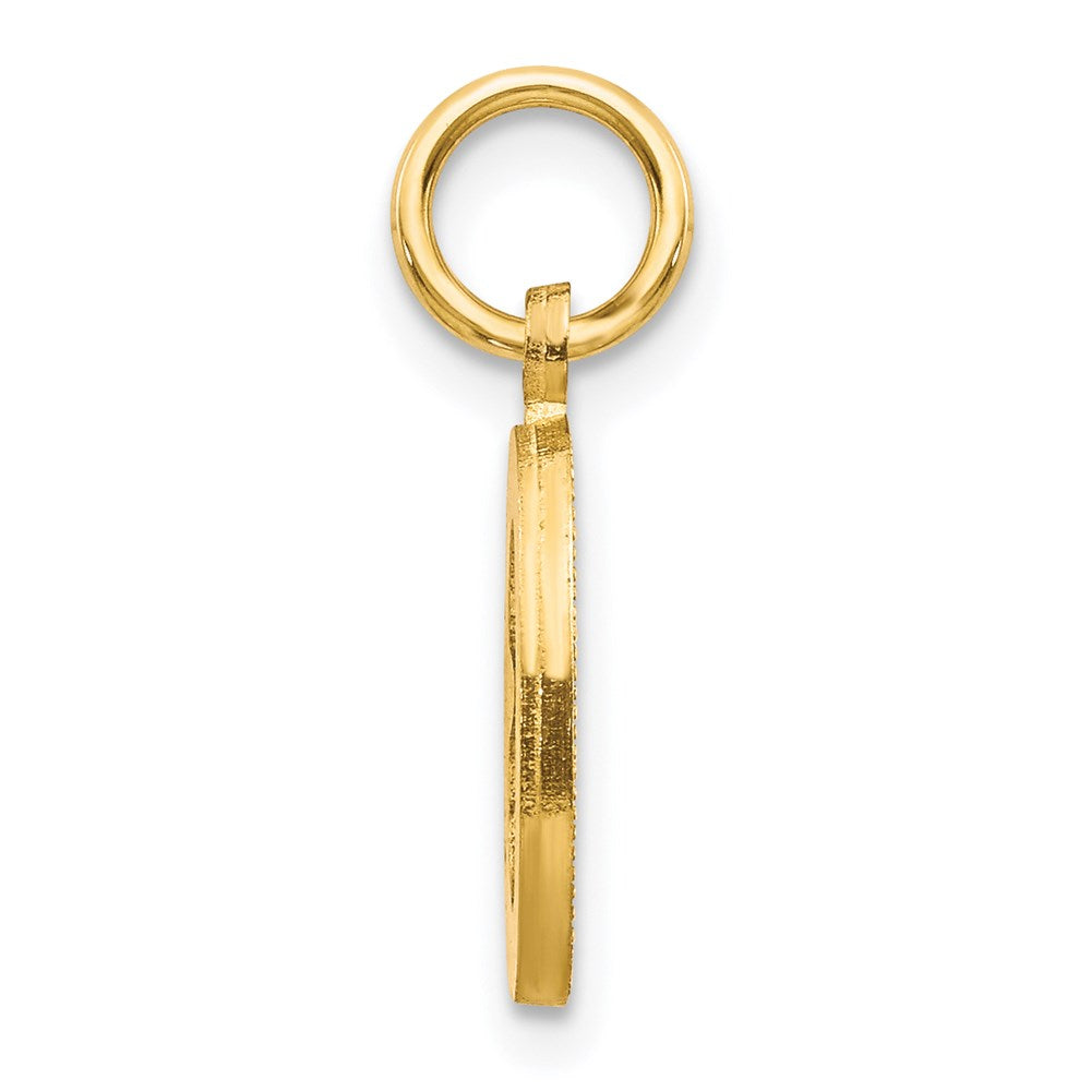 14K Gelbgold 14ky Satiniert Diamantiert Buchstabe O Initiale Charm