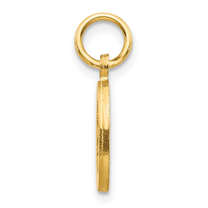 14K Gelbgold 14ky Satiniert Diamantiert Buchstabe O Initiale Charm