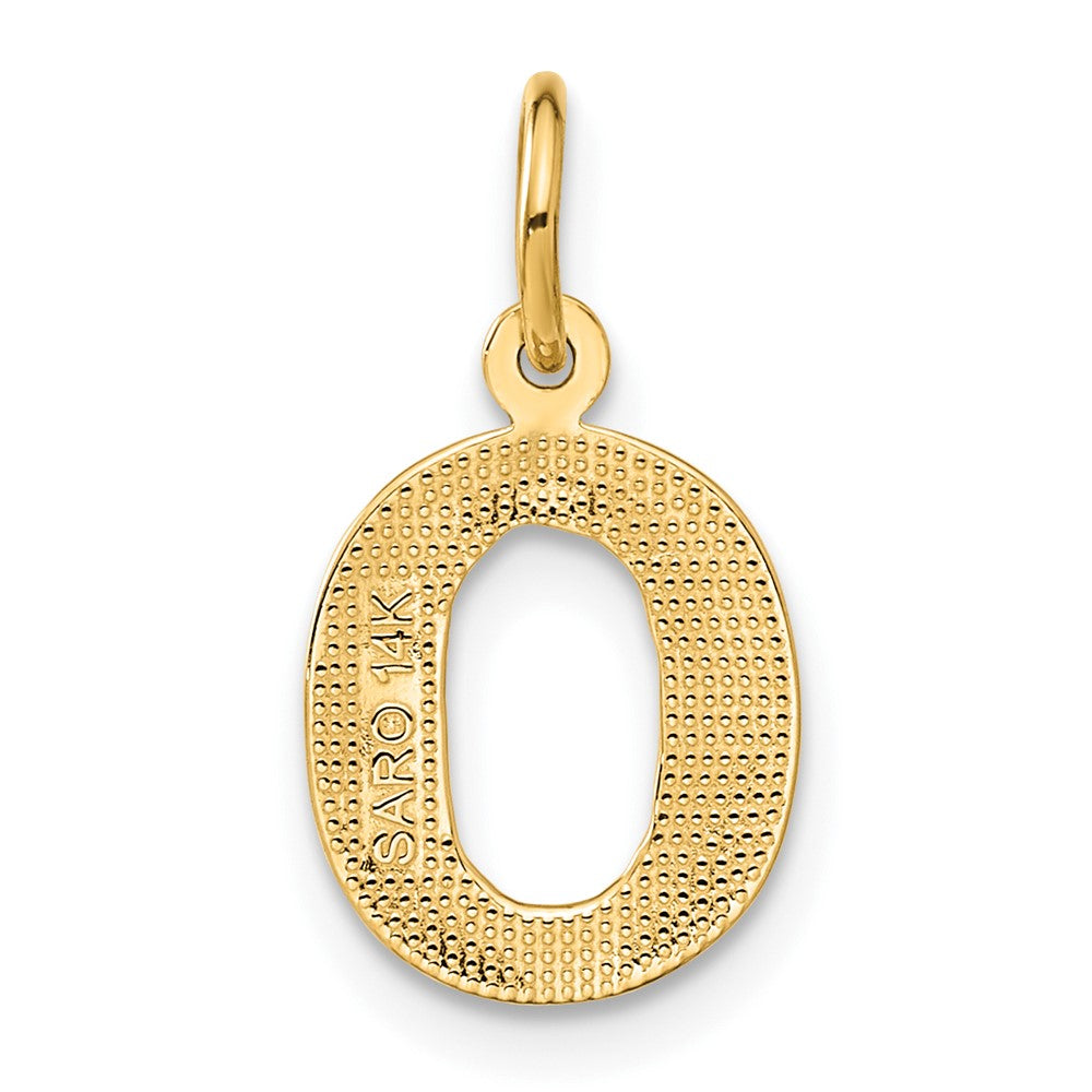14K Gelbgold 14ky Satiniert Diamantiert Buchstabe O Initiale Charm