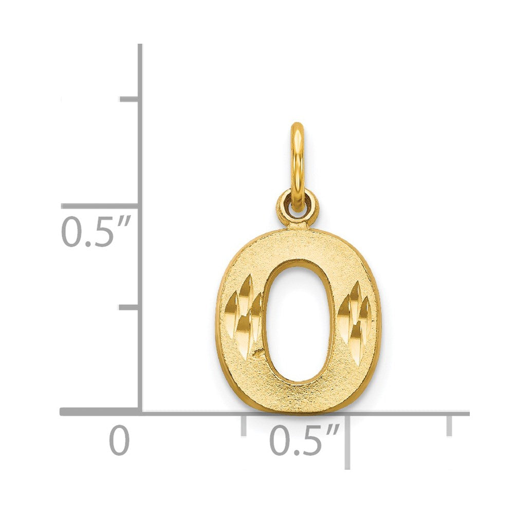 14K Gelbgold 14ky Satiniert Diamantiert Buchstabe O Initiale Charm