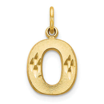 14K Gelbgold 14ky Satiniert Diamantiert Buchstabe O Initiale Charm