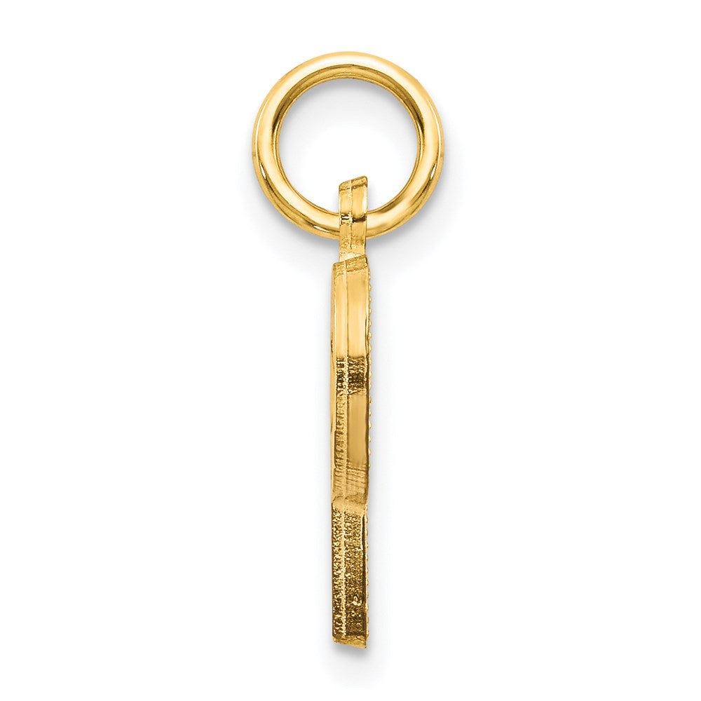 14K Gelbgold 14ky Satiniert Diamantiert Buchstabe P Initiale Charm