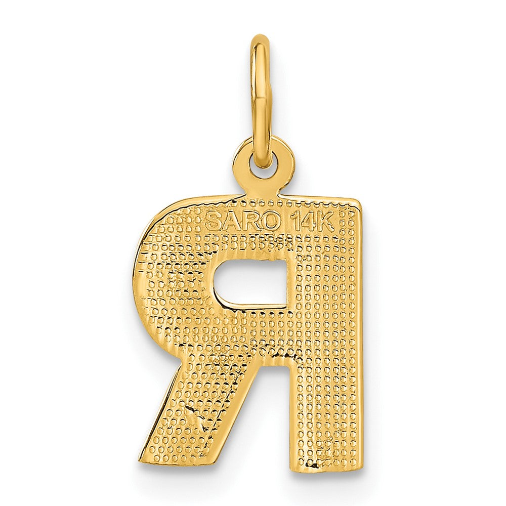 14K Gelbgold 14ky Satiniert Diamantiert Buchstabe R Initiale Charm
