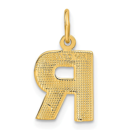 14K Gelbgold 14ky Satiniert Diamantiert Buchstabe R Initiale Charm