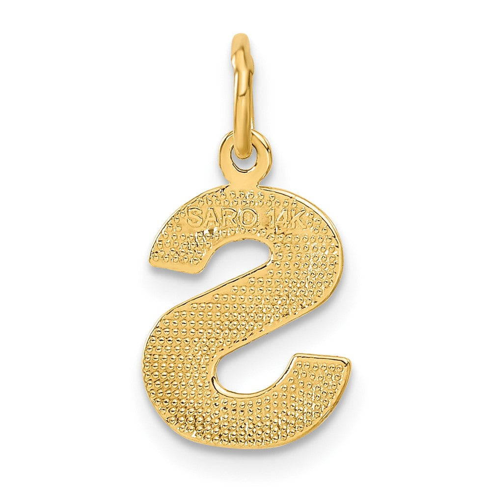14K Gelbgold 14ky Satiniert Diamantiert Buchstabe S Initiale Charm