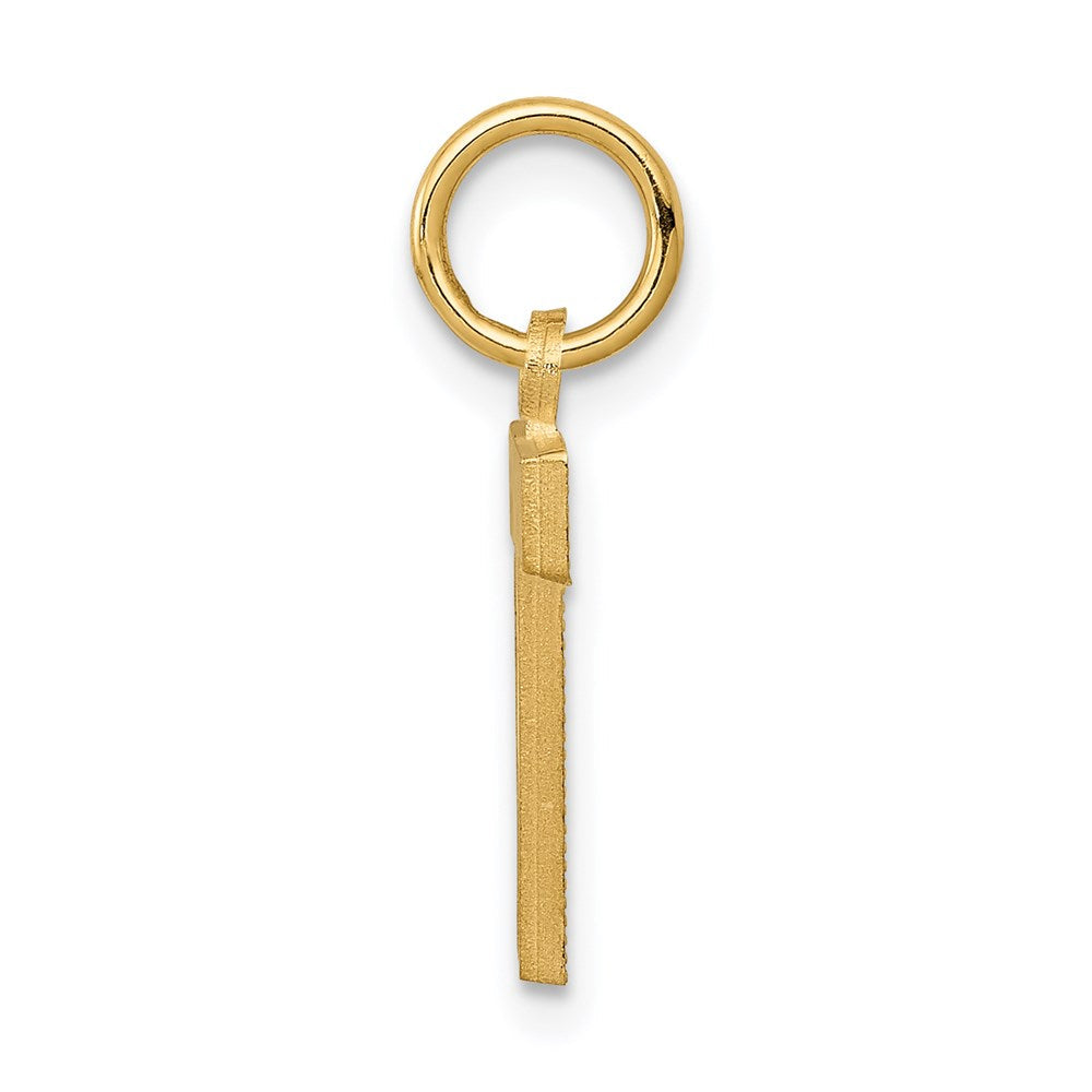 14K Gelbgold 14ky Satiniert Diamantiert Buchstabe T Initiale Charm
