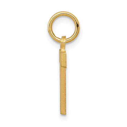 14K Gelbgold 14ky Satiniert Diamantiert Buchstabe T Initiale Charm