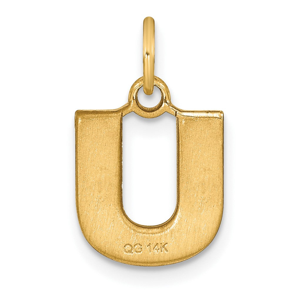 14K Gelbgold Satin Diamantgeschliffener Buchstabe U Initial-Charm