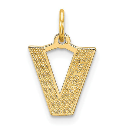 14K Gelbgold 14ky Satiniert Diamantiert Buchstabe V Initiale Charm