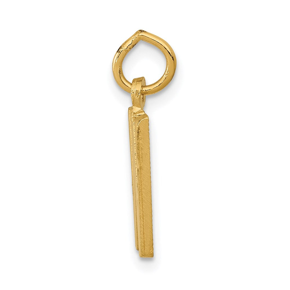 14K Gelbgold 14ky Satiniert Diamantiert Buchstabe W Initiale Charm