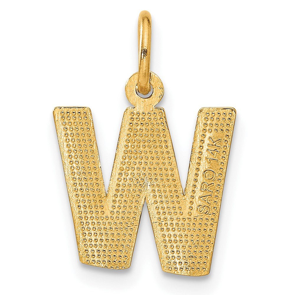 14K Gelbgold 14ky Satiniert Diamantiert Buchstabe W Initiale Charm