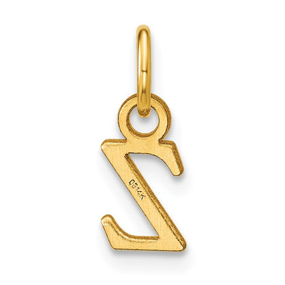 14K Gelbgold Satiniert Diamantiert Buchstabe Z Initiale Charm