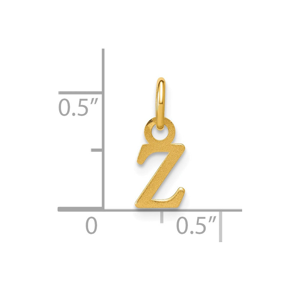 14K Gelbgold Satiniert Diamantiert Buchstabe Z Initiale Charm