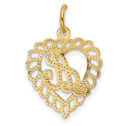 14K Gelbgold Herz Buchstabe A Charm