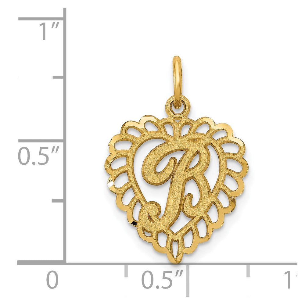 14K Gelbgold Herz Buchstabe B Charm