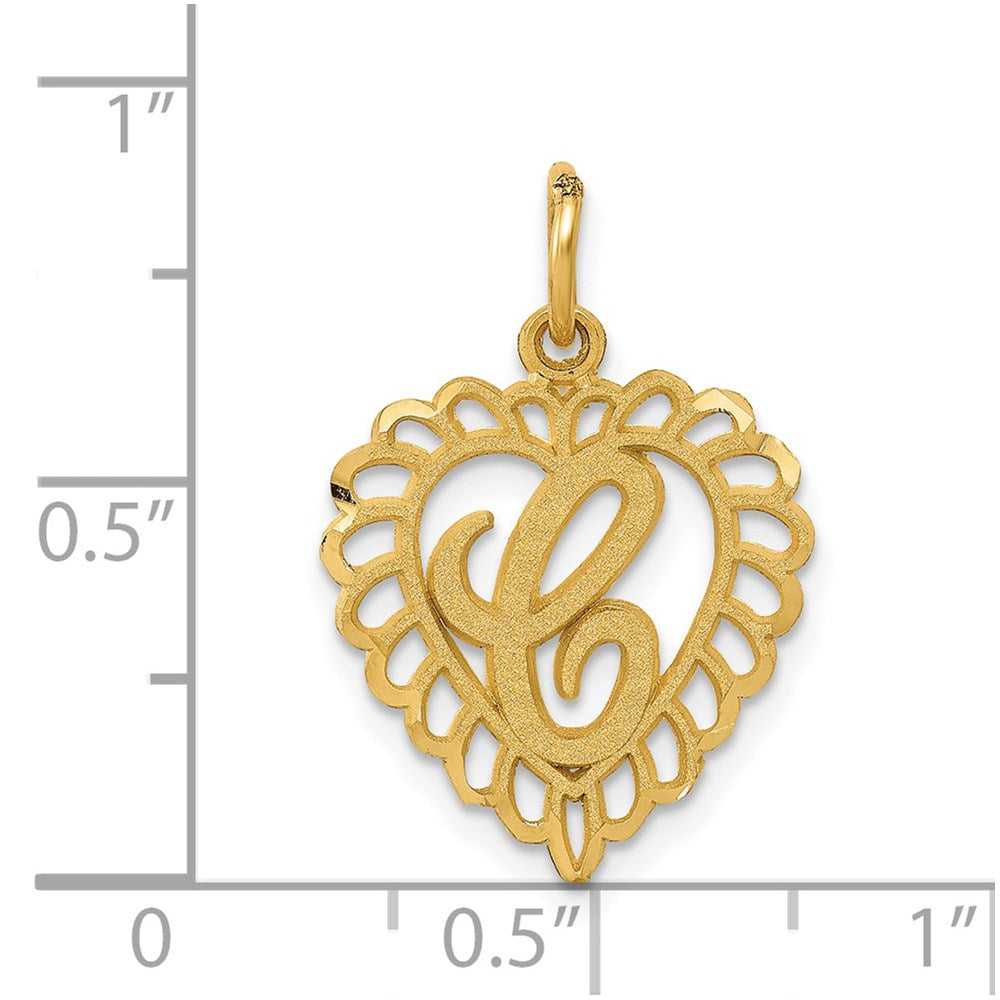 14K Gelbgold Herz Buchstabe C Charm
