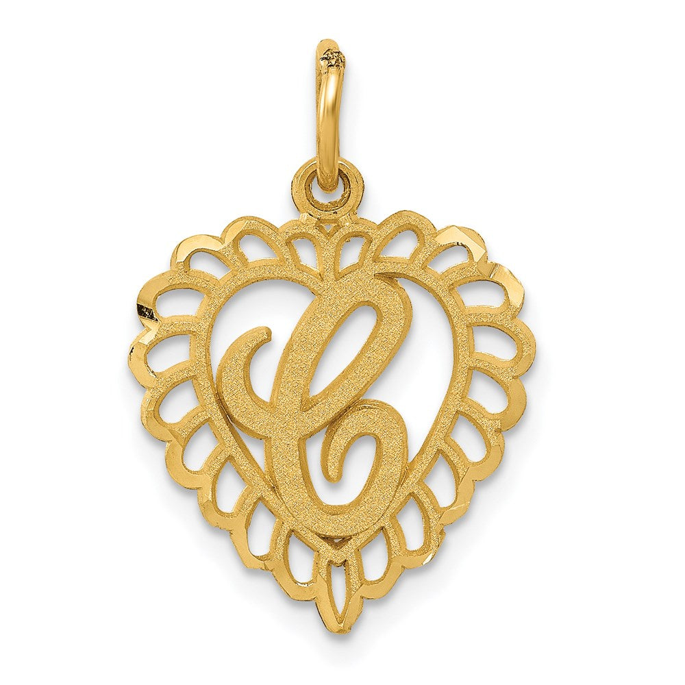 14K Gelbgold Herz Buchstabe C Charm