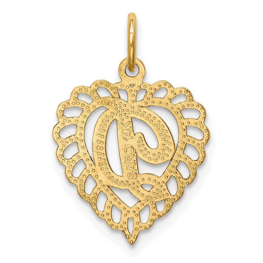 14K Gelbgold Herz Buchstabe D Charm
